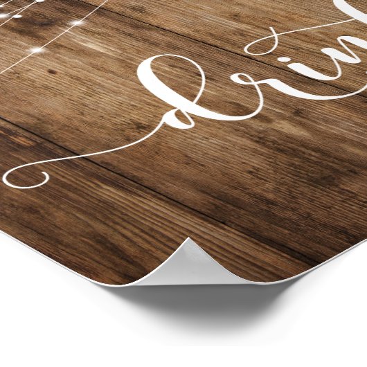 Rustige houten en lichte Drinken Ontvangteken Poster (Hoek)