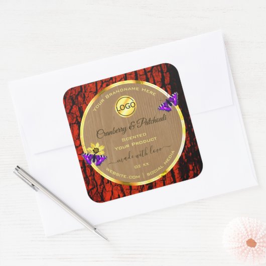 Rustige houten etiketten van Paarse butterflies Lo (Envelop)