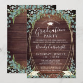 Rustige Houten Eucalyptus Graduation Party Kaart (Voorkant / Achterkant)