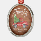 Rustige houten familie, rood handschrift, penseel metalen ornament (Links)