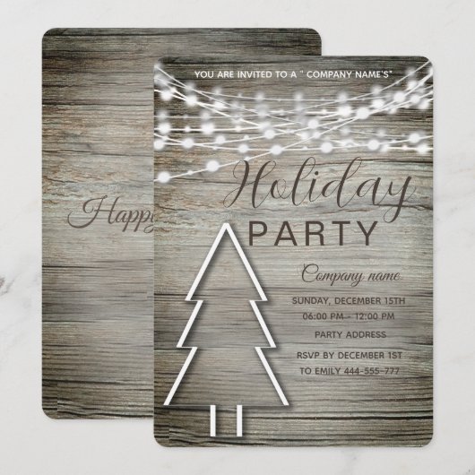 Rustige houten feestdag kaart (Voorkant / Achterkant)