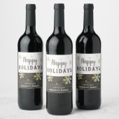 Rustige houten feestsnowflakes kerstFeestdagen Wijn Etiket (Flessen)