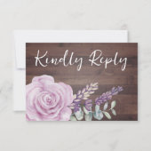 Rustige houten Floral Eucalyptus Wedding RSVP Kaar (Voorkant)