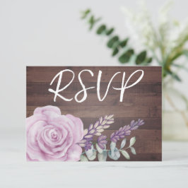 Rustige houten Floral Eucalyptus Wedding RSVP Kaartje