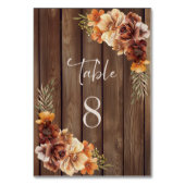 Rustige houten Floral Wedding Table Number Kaart (Voorkant)