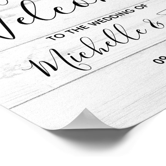 Rustige houten florale bruiloft welkomstteken poster (Hoek)