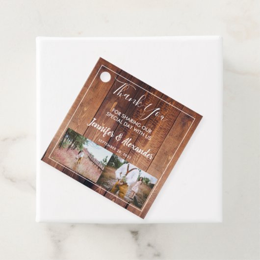 Rustige houten foto Weddenschap Hartelijk dank Bedankjes Labels (In situ)