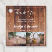 Rustige houten foto Weddenschap Hartelijk dank Bedankjes Labels (Voorkant)