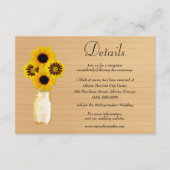 Rustige houten gele Floral Mason Jar Wedding Detai Informatiekaartje (Voorkant)