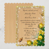 Rustige houten gele vlinderbruiloft kaart (Voorkant / Achterkant)