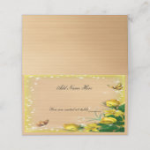 Rustige houten gele vlinderstaart plaatskaartje (Buitenkant ongevouwen)