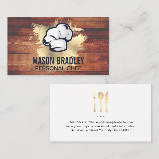 Rustige houten gereedschappen | Gold Foil Splatter Visitekaartje (Voorkant / Achterkant)