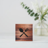 Rustige houten gereedschappen vierkante visitekaartje (Staand voorkant)