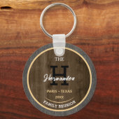 Rustige houten gezinshereniging Haal partijnaam bi Sleutelhanger (Voorkant)