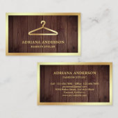 Rustige houten gouden kleren Hanger Mode Stylist Visitekaartje (Voorkant / Achterkant)