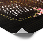 Rustige houten gouden roze Floral Wedding Seating  Poster (Hoek)