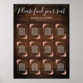 Rustige houten gouden roze Floral Wedding Seating  Poster (Voorkant)