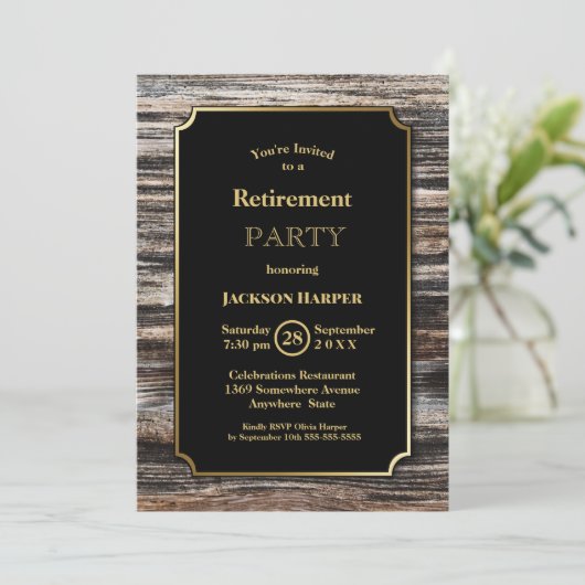 Rustige houten goudgrens PARTIJ Kaart (Staand voorkant)