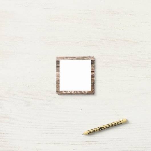 Rustige houten grenzen, aangepast minimaal elegant post-it® notes (Op bureau)