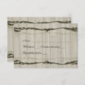 Rustige houten harten en wijnstokken met envelop RSVP kaartje (Voorkant / Achterkant)