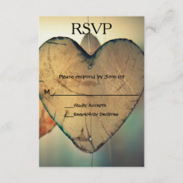 Rustige houten harten - RSVP-kaart RSVP Kaartje