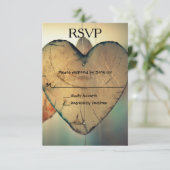 Rustige houten harten - RSVP-kaart RSVP Kaartje (Staand voorkant)