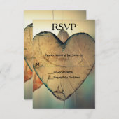 Rustige houten harten - RSVP-kaart RSVP Kaartje (Voorkant / Achterkant)