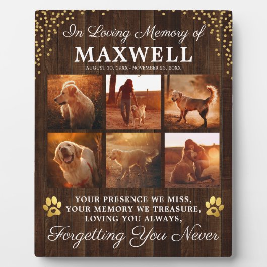 Rustige Houten Herdenkings Hond Fotoplaat (Voorkant)