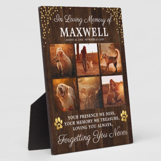 Rustige Houten Herdenkings Hond Fotoplaat (Zijkant)