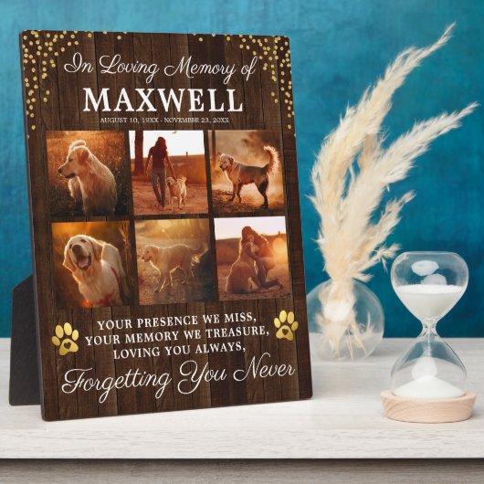 Rustige Houten Herdenkings Hond Fotoplaat (Zijkant)