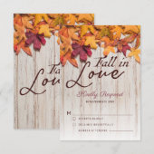 Rustige houten Herfst in liefdesval RSVP Kaartje (Voorkant / Achterkant)