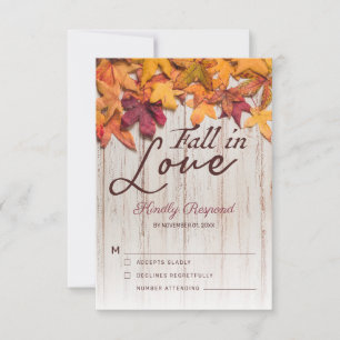 Rustige houten Herfst in liefdesval RSVP Kaartje