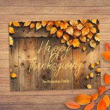 Rustige Houten Herfstbladeren Familie Thanksgiving