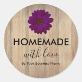 Rustige houten homemade met liefde ronde sticker (Voorkant)