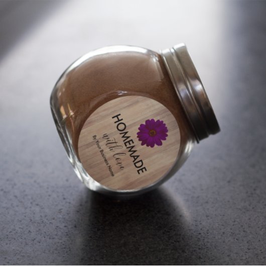 Rustige houten homemade met liefde ronde sticker