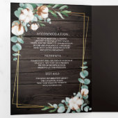 Rustige houten katoenkatoen Eucalyptus QR Code Wed Drieluik Uitnodiging (Binnenzijde eerst)