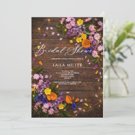Rustige houten kleurrijke bloemen bruidsmeisjesfee kaart
