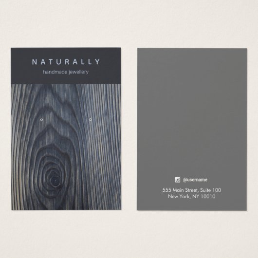 Rustige houten korrel met juwelen visitekaartje (Voorkant /achterkant)