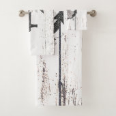 Rustige houten Kuststrand Anchor  Floral Bad Handdoek (Insitu)