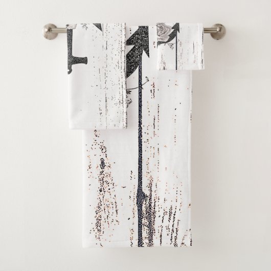 Rustige houten Kuststrand Anchor Floral Bad Handdoek (Insitu)