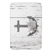 Rustige houten Kuststrand Anchor Floral Badmat (Voorkant Verticaal)