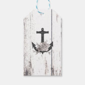 Rustige houten Kuststrand Anchor  Floral Cadeaulabel (Voorkant)