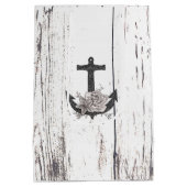 Rustige houten Kuststrand Anchor  Floral Medium Cadeauzakje (Achterkant)