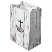 Rustige houten Kuststrand Anchor  Floral Medium Cadeauzakje (Achterkant Gekanteld)