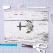 Rustige houten Kuststrand Anchor  Floral Tissuepapier (Craft)