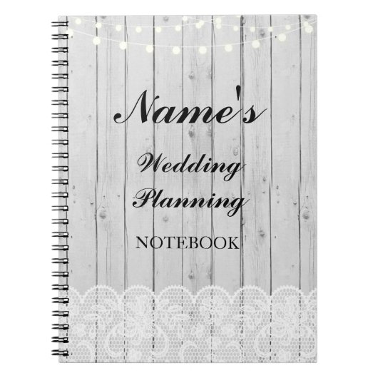 Rustige houten lace-noten voor de planning van het notitieboek (Voorkant)