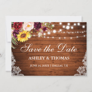 Rustige houten lampjes Gemengde vlakke kant Save The Date