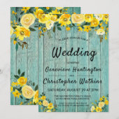 Rustige houten landgeel vezel buitenbruiloft kaart (Voorkant / Achterkant)