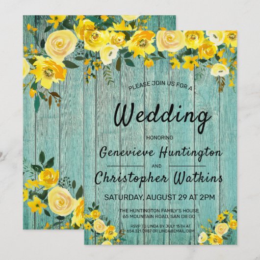 Rustige houten landgeel vezel buitenbruiloft kaart (Voorkant / Achterkant)