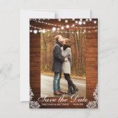 Rustige houten lantaarn sparen het Verloving van d Magnetische Uitnodiging (Voorkant)